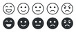 © SpainArts - Set of emoticon faces showing happy neutral sad angry expressions in outline style isolated on transparent background, user feedback rating mood icons collection for interface design and reviews usage