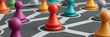 © Keopaserth - Interconnected people network social connection abstract illustration communication concept teamwork concept community concept human figure colorful pawn group relation connected node digital