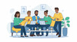 © Synthetic Stock Lab - Group of diverse people in casual attire collaborating with laptops