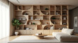 © Meme - Creative Geometric Wooden Shelving for Living Room