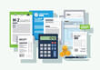 © Jinbe - A collection of tax documents and financial papers with calculator