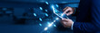 © FutureLogic Studio - IT Security Specialist touching access management using tablet secure network, identity control, authentication, authorization, data protection.