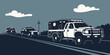 ©  MST RABEYA  BEGUM - a white fire truck driving down a road with other vehicles Vector