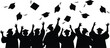 © MDSHAHIN - Black silhouettes of graduates throwing caps in the air