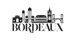© StocksJust4You - Vector illustration of Bordeaux skyline silhouette, on white background, elegant architecture outlines, cultural landmarks, with “BORDEAUX” text