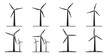© MST NASIMA KHATUM - Detailed black and white silhouettes of modern wind turbines for renewable energy conceptual graphics with renewable sustainability electricity technology silhouette collection isolated