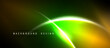 © antishock - Abstract neon lines create vibrant green, orange glow. Dark background emphasizes bright curves, modern design elements.