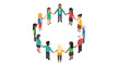 © Bakul - Diverse group of people holding hands in a circle together.