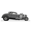 © Billie - Classic American Hot Rod Car Illustration with Exposed Engine
