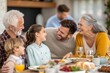 © ARTSPRIO - Multi-generational family sharing a meal together in a warmly lit kitchen