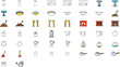 © MAKSUDA - 50 Home and Garden Vector Icon Set with Editable Stroke. Minimalist Line Art Collection of Kitchenware, Appliances, Decor, and Plants. Customizable Outline Bundle for Web and Graphic Design.