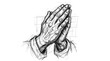 © FikiMahiya - Praying hands sketch in monochrome line art, a reverent devotional depiction of spiritual devotion and contemplation