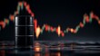 © Ckip - Black oil barrel with volatile price chart showing oil shock, energy crisis, market instability and commodity risk concept