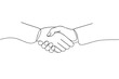 © Hamayun - Continuous One Line Drawing of Two Hands Shaking, Minimalist Black Outline Vector Illustration for Business Partnership, Agreement, Success, Cooperation, and Professional Collaboration Concept.