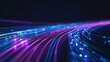 © lianlian liang - Luminous pink and blue data transfer lines on dark surface for tech event posters and cyber banners.