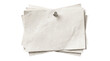 © Vitalo4ok - Stack of blank woven canvas texture paper sheets pinned with a metal tack on a transparent background