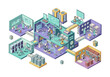 © LOBSTER LARRY - Modern laboratory complex with robotic arms and scientists conducting research