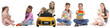 © New Africa - Children with toys on white background. Collection of portraits