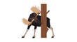 © Haula - Majestic Moose Standing Beside a Tree in a Vector Illustration.