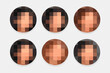 © Usman - Set of Round Pixelated Face Icons with Censor Blur Effect for Privacy and Identity Protection, Circular Mosaic Texture for Hiding Faces in Digital Media, Security and Anonymity Vector Illustration