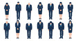 © RaneshaSky - Business people bowing in unison, diverse group in navy suits