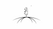 © momok - A young girl in a dress stands on a curved surface looking at a star