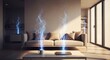 © Amalia - Futuristic Living Room with Glowing Blue Energy and Digital Projections