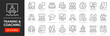 © Comauthor - Training and coaching line icon set. Editable Stroke. Coach, mentoring, conference, motivation, potential, mentor, skill - stock vector.