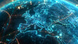 © Ilia_Levchenko - Futuristic digital Earth globe with glowing global network connection lines, big data transfer and cyber security technology over Europe map. 3D concept of worldwide connectivity and globalization
