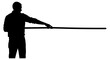 © Wolam - Silhouette of a Man Pointing with a Long Stick.
