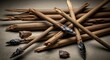 © Hadi - Pile of Broken Ancient Wooden Spears with Stone Points
