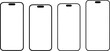© Ajimicon - Set smartphone mockup with blank white screen in flat,