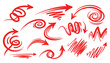 © Md Robin Hasan - Red brush stroke arrows and scribble doodle collection for highlighting text vector illustration on white