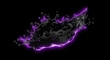 © Nazmul - Abstract dark liquid splash with vibrant purple neon glow and sparkling bubbles on a deep black background, creating an energetic and futuristic visual effect.