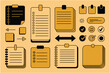 © Rongela art - Set of vector sticky notes, checklists, and icons for planning and organization, flat design elements for digital planners and business notes