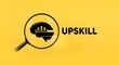 © Ahmed - Upskill Brain Icon Magnified, Learning Growth Concept, Professional Development, Knowledge Acquisition, Yellow Background