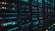 © PikePicture - Server room racks featuring flashing indicator lights, symbolizing advanced computing power, network infrastructure, and critical digital data storage within a high tech communication system