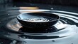 © Dayangstock - A single water drop creates perfect ripples in a dark speckled bowl, showcasing tranquil motion