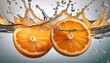 © Terrance - fresh orange slices splash into clear water creating vibrant bubbles and ripples