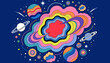 © ravindu - Abstract colorful cosmic nebula illustration with planets, vibrant space background design