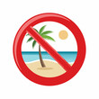 © Oleg - Prohibition sign with beach and palm tree illustration, do not enter concept