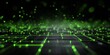 © Her - Glowing green particles and circuits create a futuristic digital network.