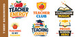 © jubayer95 - Teacher energy teacher club classroom magic proud school hero logos.