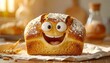 © Xavi - Funny Bread Character with Big Eyes and Smile.