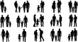 © Jobax - Family silhouettes diverse groups of people in black and white