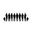 © Muhammad - Professionals and children stand together in a row to represent the future of society and the importance of intergenerational growth within a community that values family and career balance.