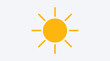 © manusia - Yellow sun and clouds vector illustration featuring a bright orange cartoon design symbol for sunny summer weather in a blue sky