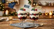 © SimpleLife Stock - Festive berry trifles with whipped cream and holiday decorations