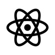 © Saeed_Collection - Minimalist atom symbol vector icon, black nuclear physics science logo, molecular structure graphic for educational and laboratory branding