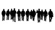 © Dita - Group of people walking in silhouette against a white background.